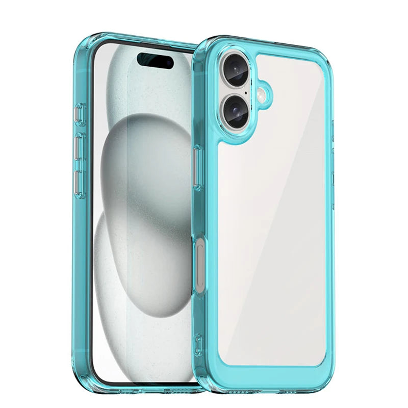 For  16 Case  16 plus Pro Max Cover Luxury Clear PC Shockproof Silicone Protective Phone Back Cover for  16